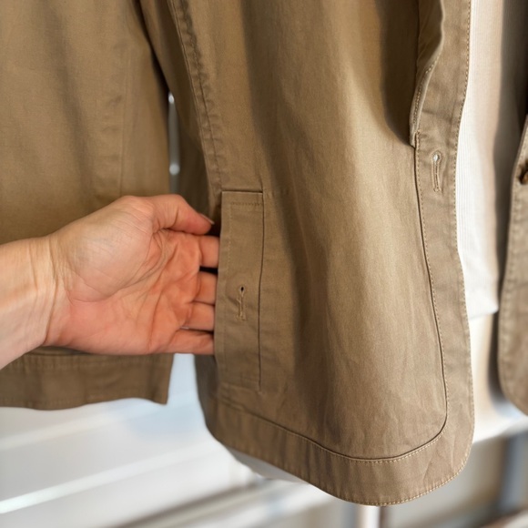 Talbots Womens Khaki Blazer Size 14P Ruffle 3/4 Sleeves Stretch  Spring Pockets‎ - Picture 6 of 9
